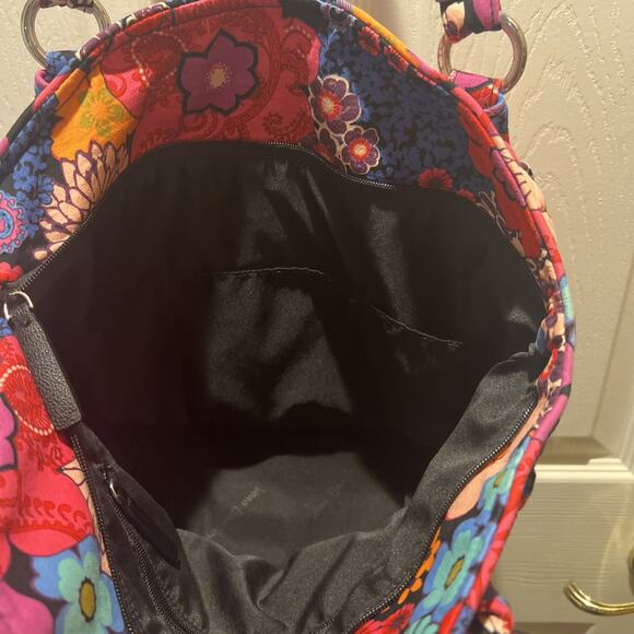 Vera Bradley Bag Purse Hobo Big Floral Fiesta Retired Pattern Floral 6 Pockets - Picture 7 of 7